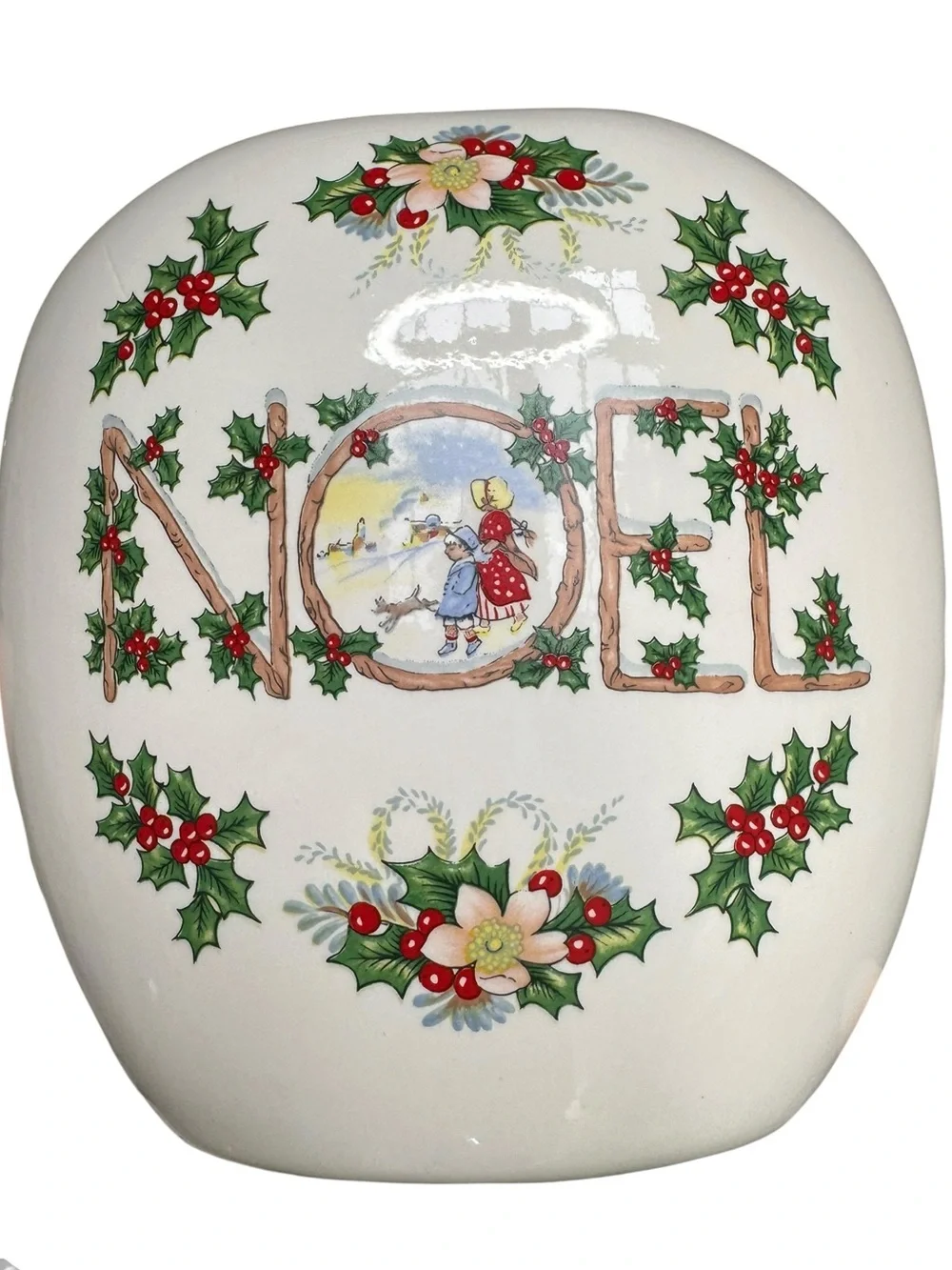 Vintage Noel Christmas Ceramic Planter Cachepot Holiday Centerpiece Decor